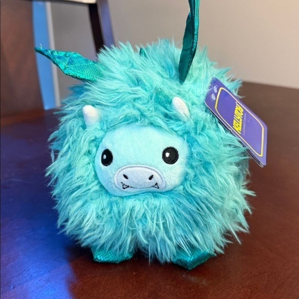 Furry Green DRAGON Plush 12" Toy Sparkle Wings Spikes Feet Rare Kelleytoy